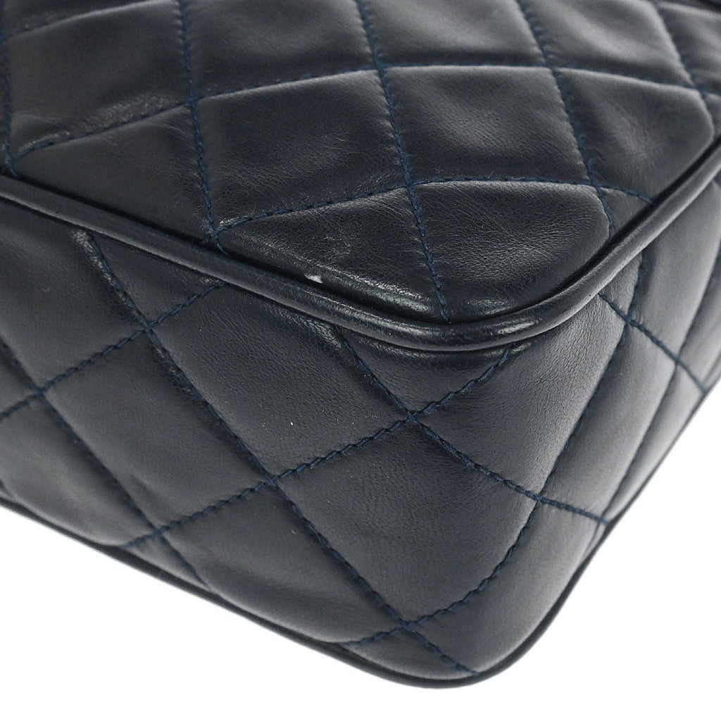 Chanel 1989-1991 Navy Lambskin Small Camera Bag