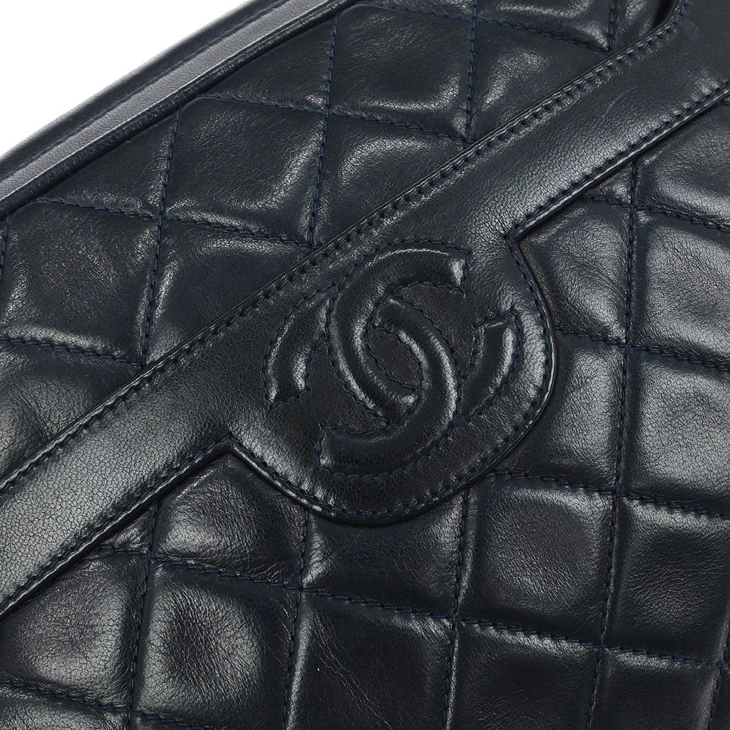 Chanel 1989-1991 Navy Lambskin Small Camera Bag