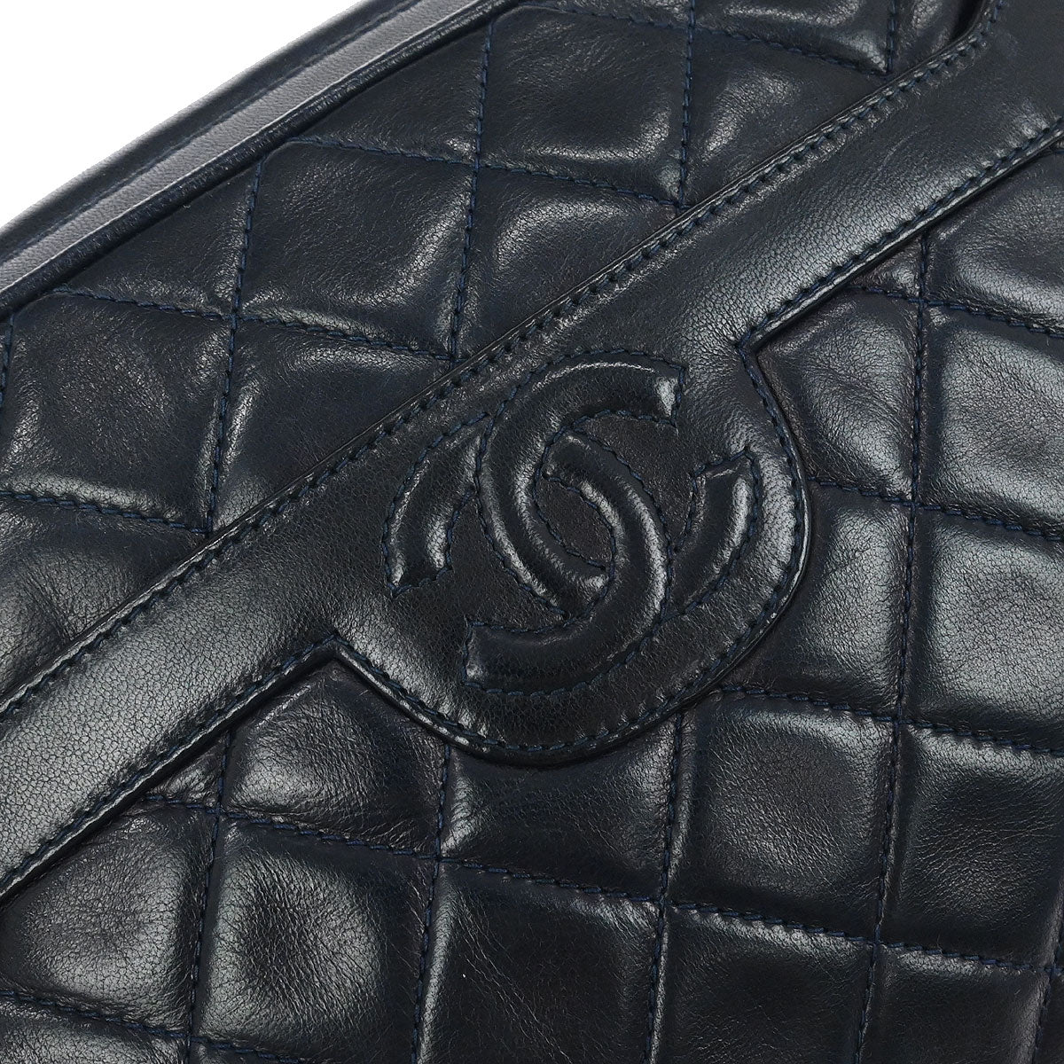Chanel 1989-1991 Navy Lambskin Small Camera Bag