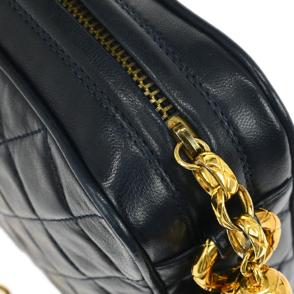 Chanel 1989-1991 Navy Lambskin Small Camera Bag