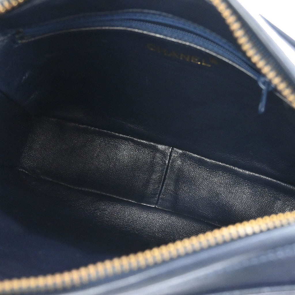 Chanel 1989-1991 Navy Lambskin Small Camera Bag