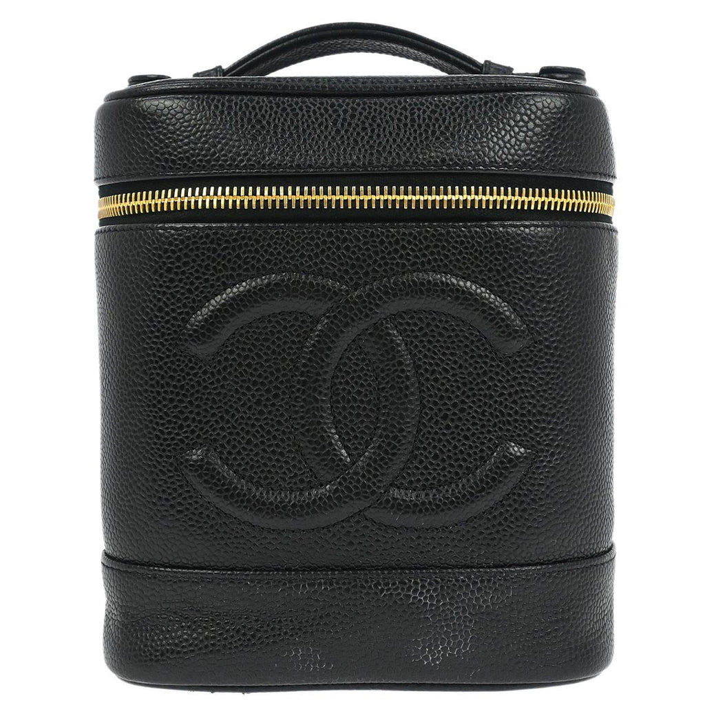 Chanel Black Caviar Skin Timeless Vanity Handbag