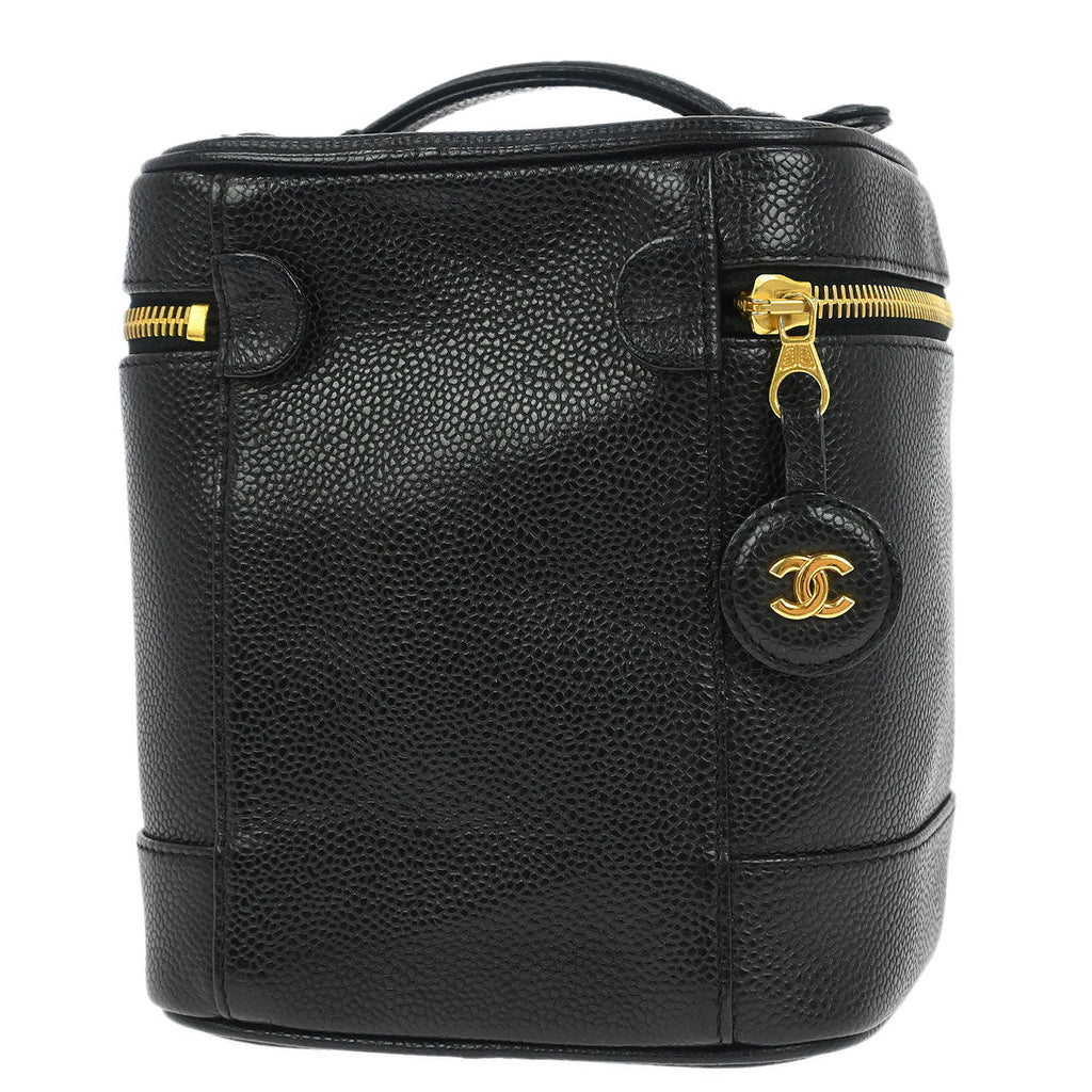 Chanel 1997-1999 Black Caviar Skin Timeless Vanity Handbag