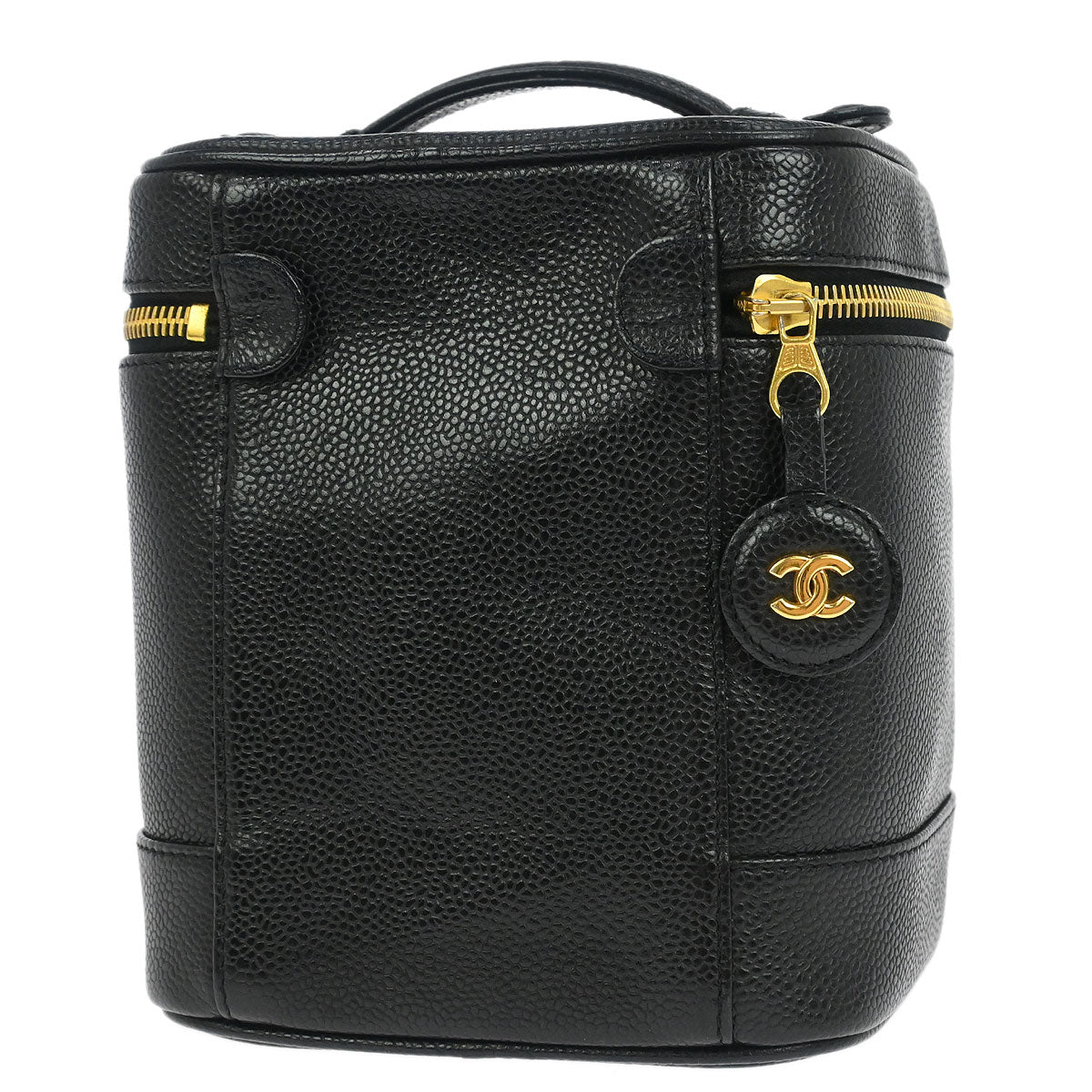 Chanel 1997-1999 Black Caviar Skin Timeless Vanity Handbag