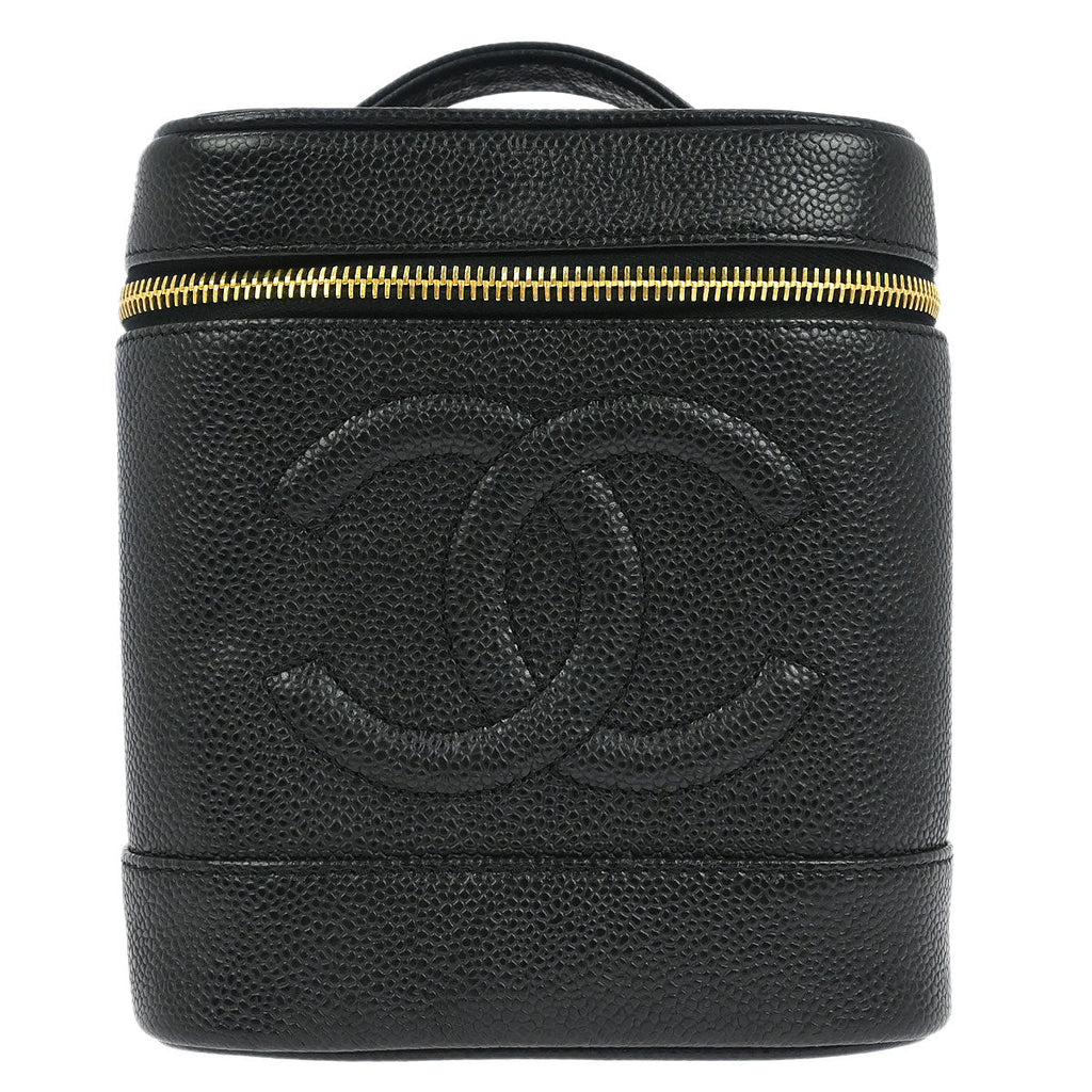 Chanel 2002-2003 Black Caviar Skin Timeless Vanity Handbag