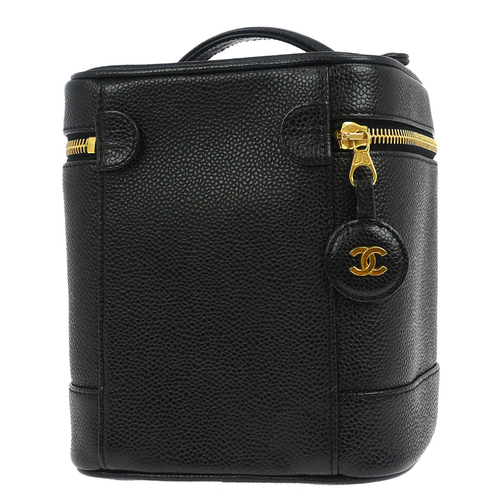 Chanel 2002-2003 Black Caviar Skin Timeless Vanity Handbag