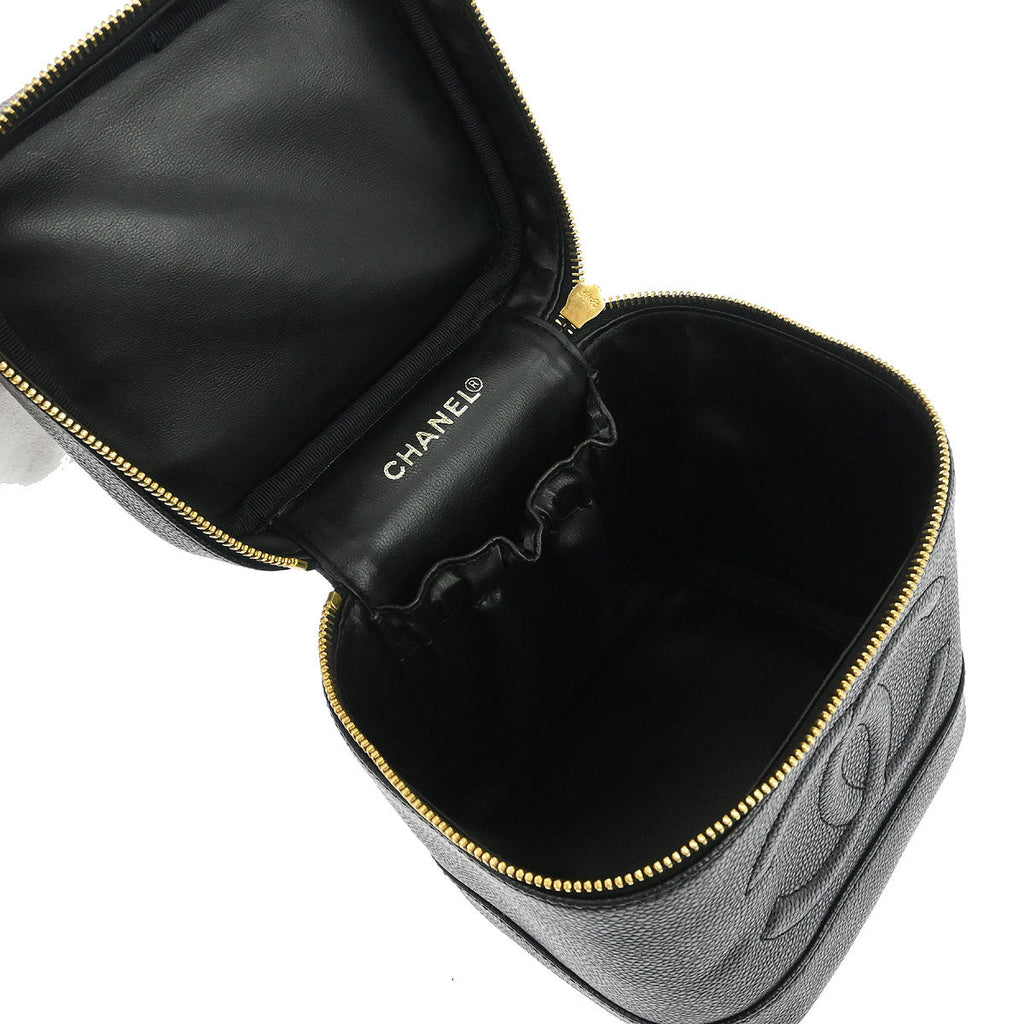 Chanel 2002-2003 Black Caviar Skin Timeless Vanity Handbag