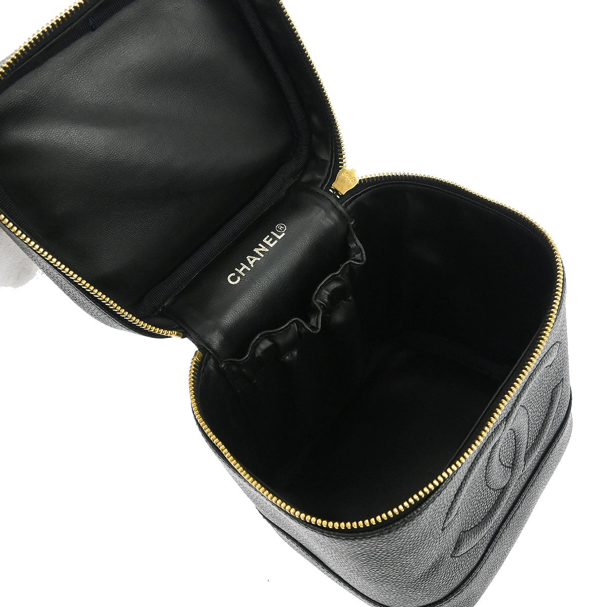 Chanel 2002-2003 Black Caviar Skin Timeless Vanity Handbag