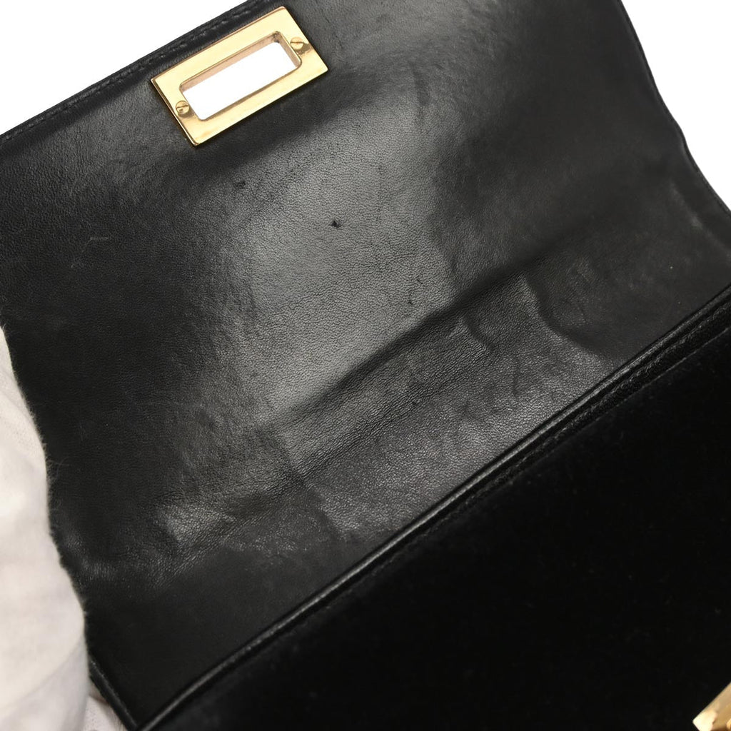 Chanel 2002-2003 Black Velvet Choco Bar Accordion Flap Mademoiselle Lock Shoulder Bag