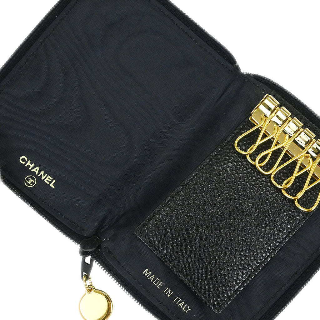 Chanel Key Case Black Caviar Skin Small Good