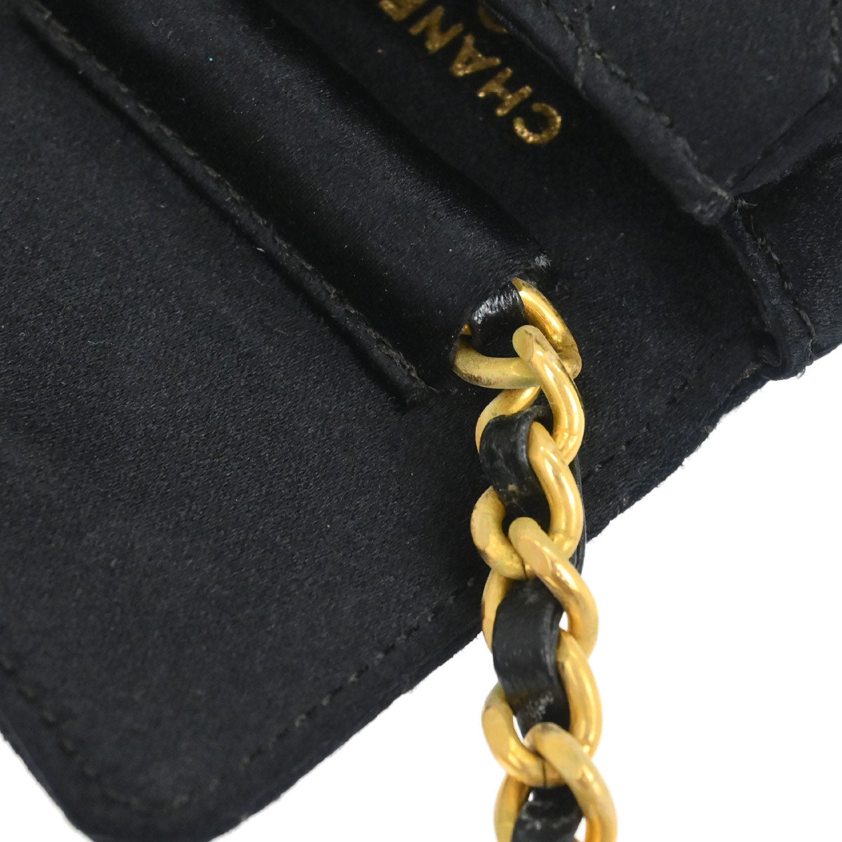 Chanel 1989-1991 Black Satin Micro Classic Flap Shoulder Bag Pochette