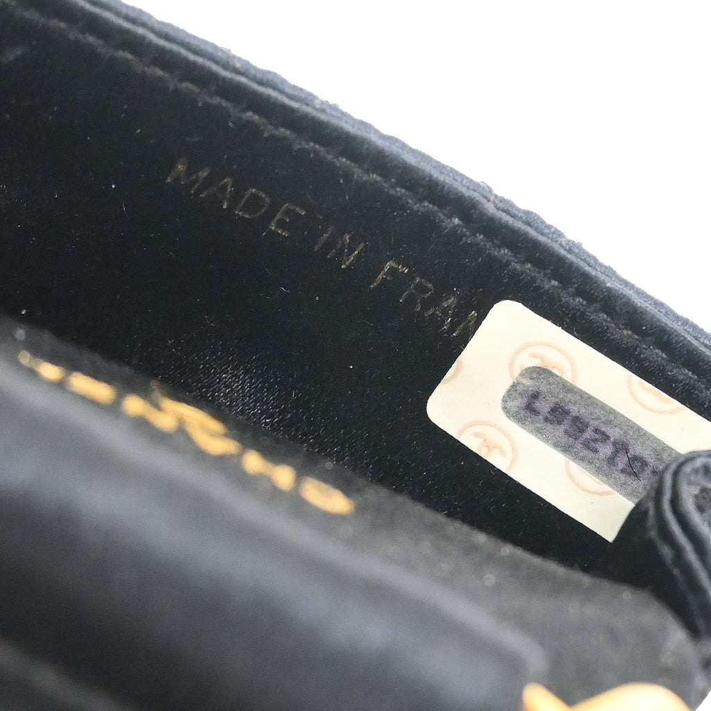 Chanel 1989-1991 Black Satin Micro Classic Flap Shoulder Bag Pochette