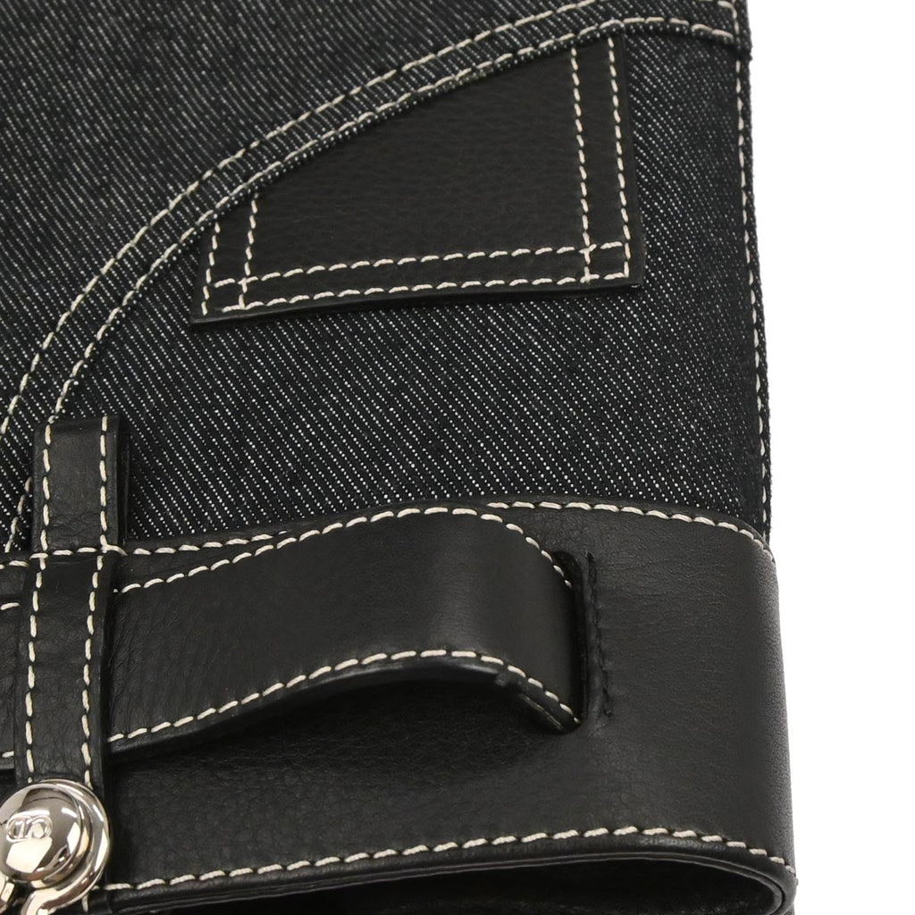 Christian Dior 2002 Navy Denim Belt Buckle Bag Handbag