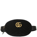 Gucci Black Velvet GG Marmont Belt Bum Bag
