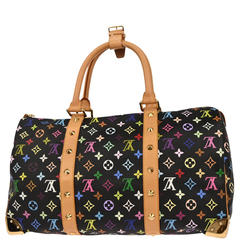 Louis Vuitton 2003 Black Monogram Multicolor Speedy 45 Handbag M92640