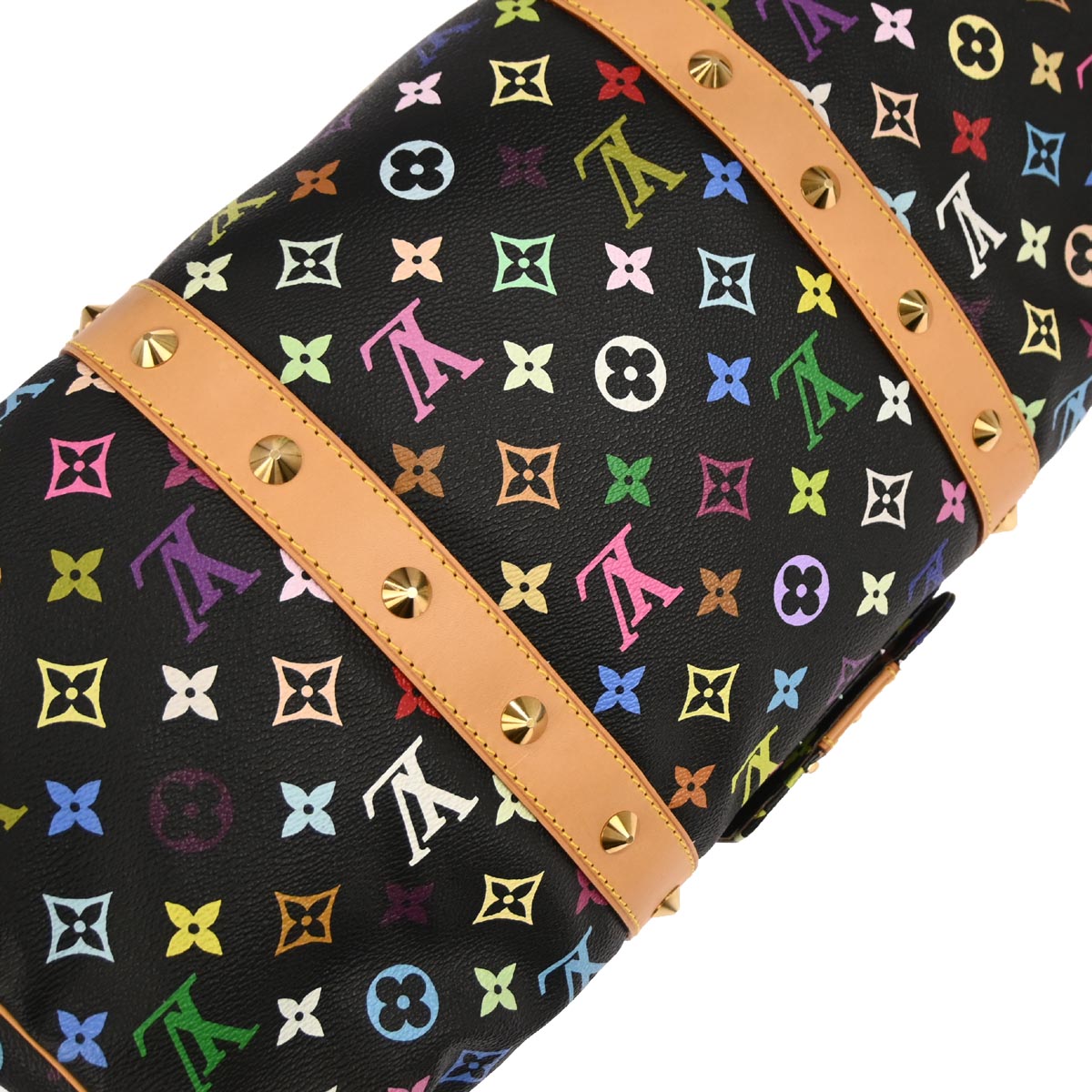 Louis Vuitton 2003 Black Monogram Multicolor Speedy 45 Handbag M92640