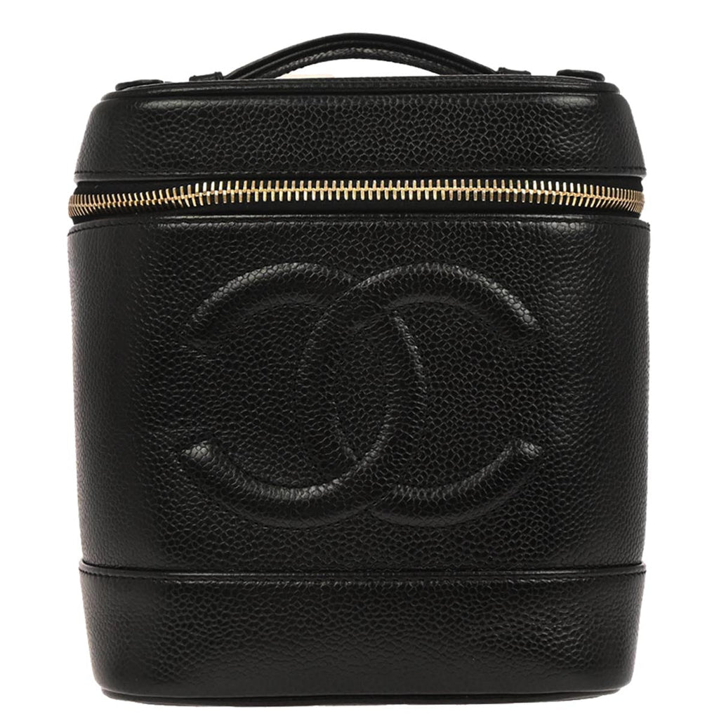 Chanel 2002-2003 Black Caviar Skin Timeless Vanity Handbag