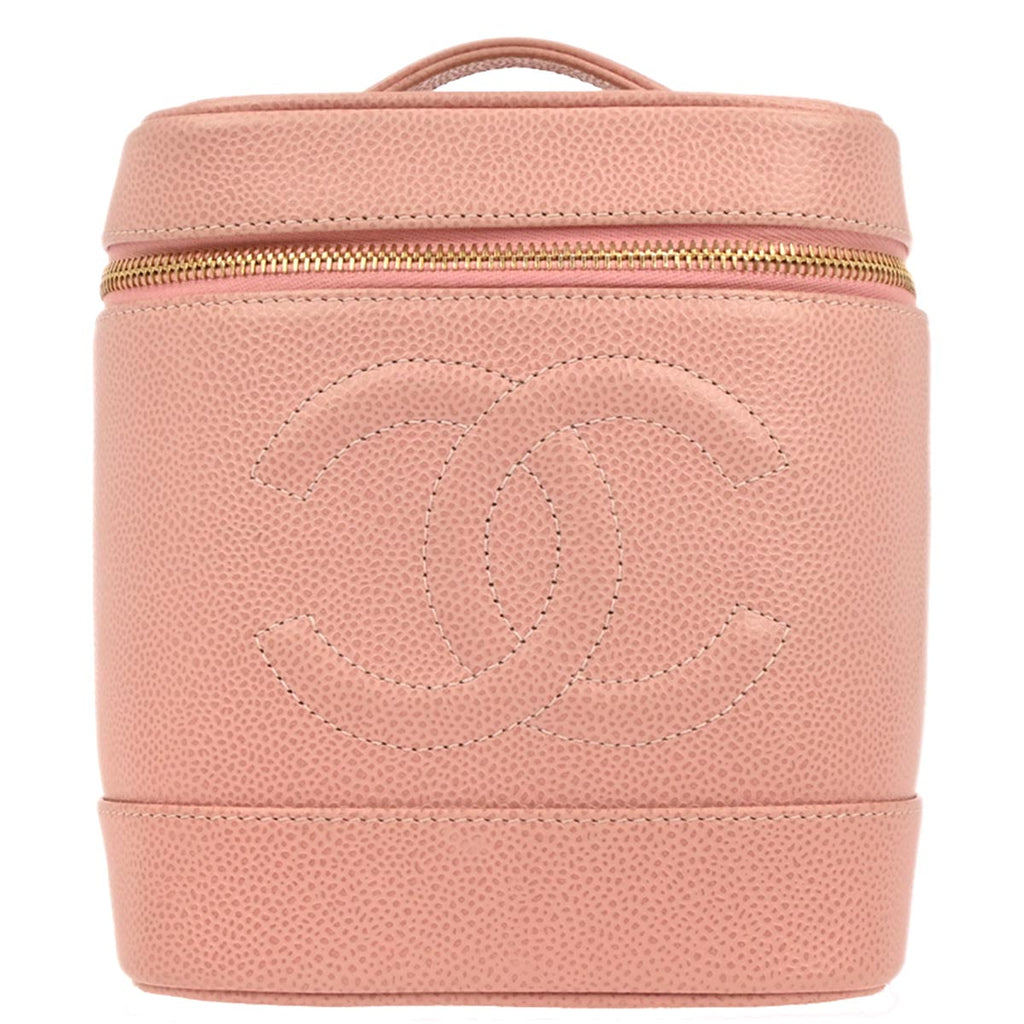 Chanel 2003-2004 Pink Caviar Skin Timeless Vanity Handbag