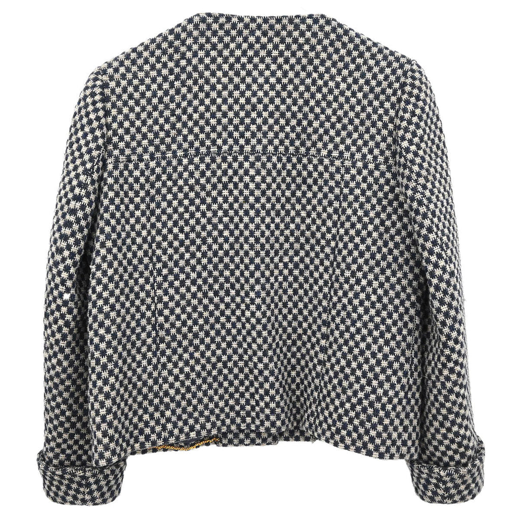 Chanel 1995 Single Breasted Collarless Jacket Navy #42
