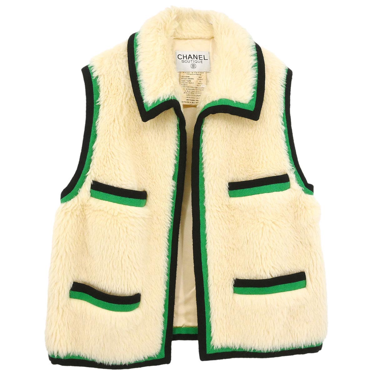 Chanel 1994 Sleeveless Vest Jacket Ivory #40
