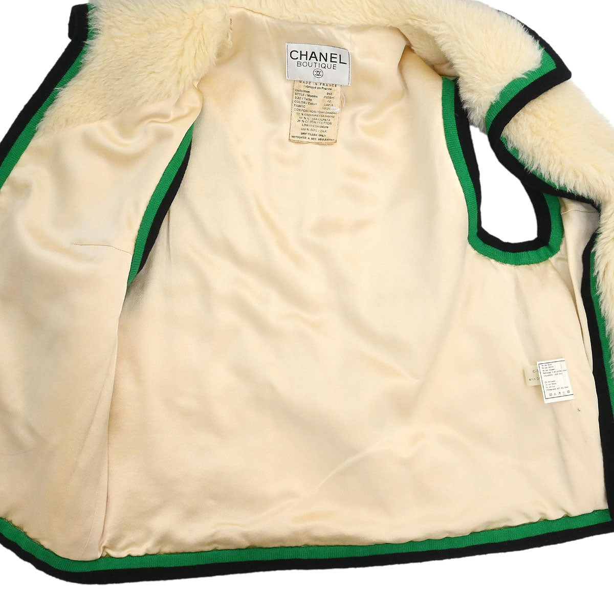 Chanel 1994 Sleeveless Vest Jacket Ivory #40
