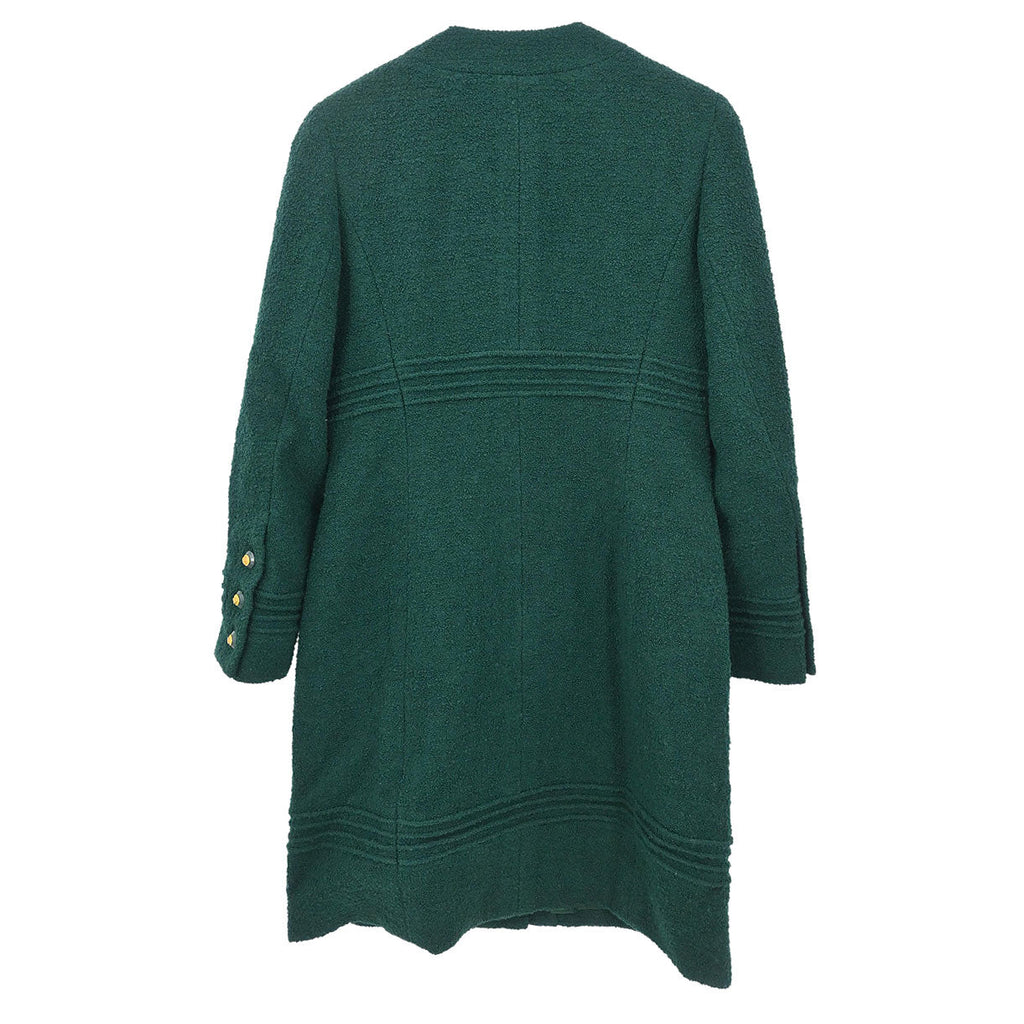 Chanel Single Breasted Collarless Coat Green