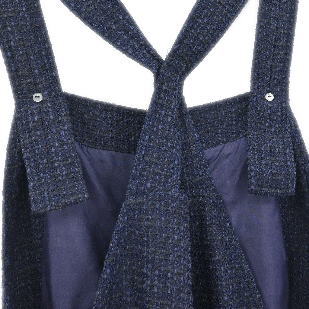 Chanel 2001 Jumpsuit Sleeveless Tweed Navy #38