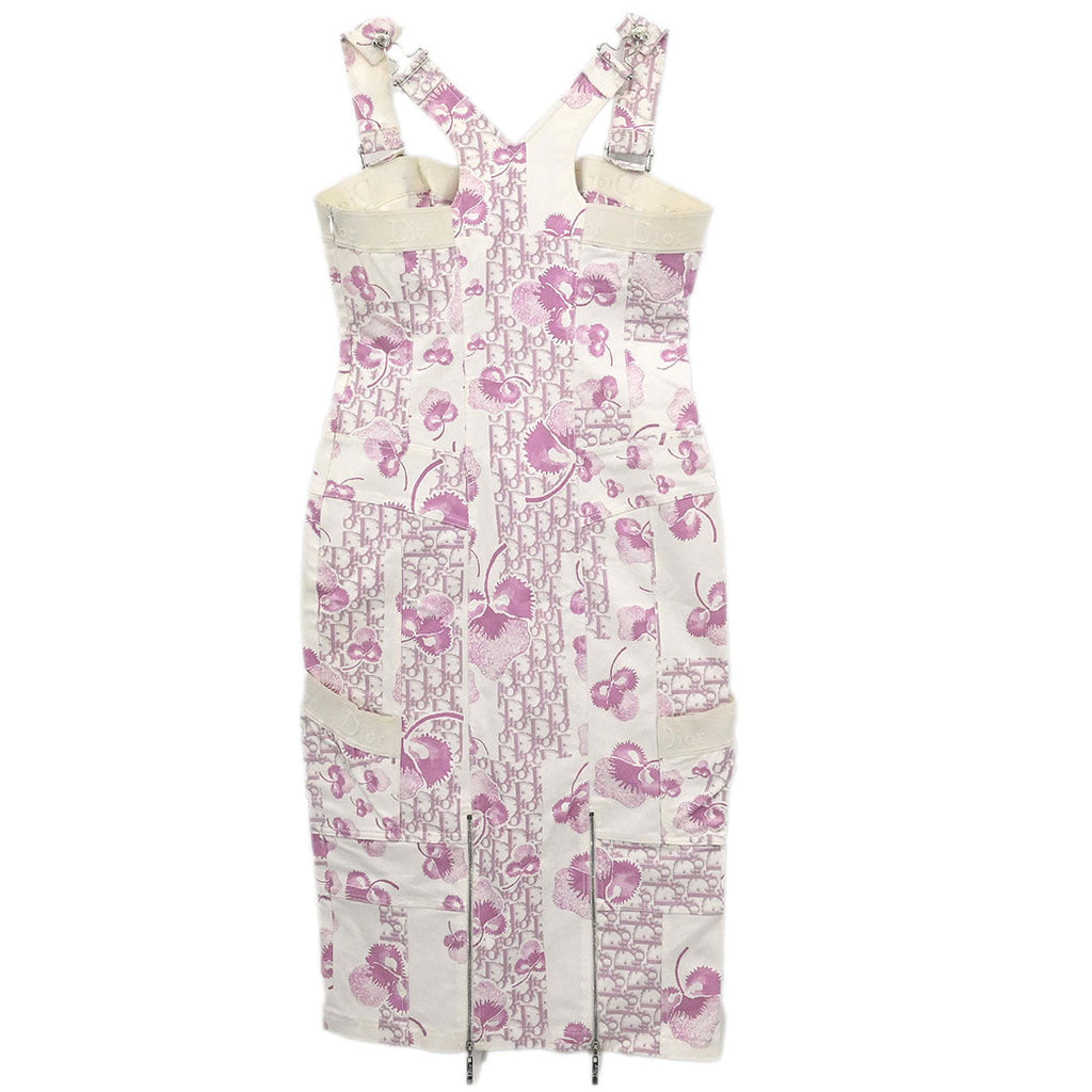Christian Dior 2005 Sleeveless Denim Dress Trotter White Pink #38