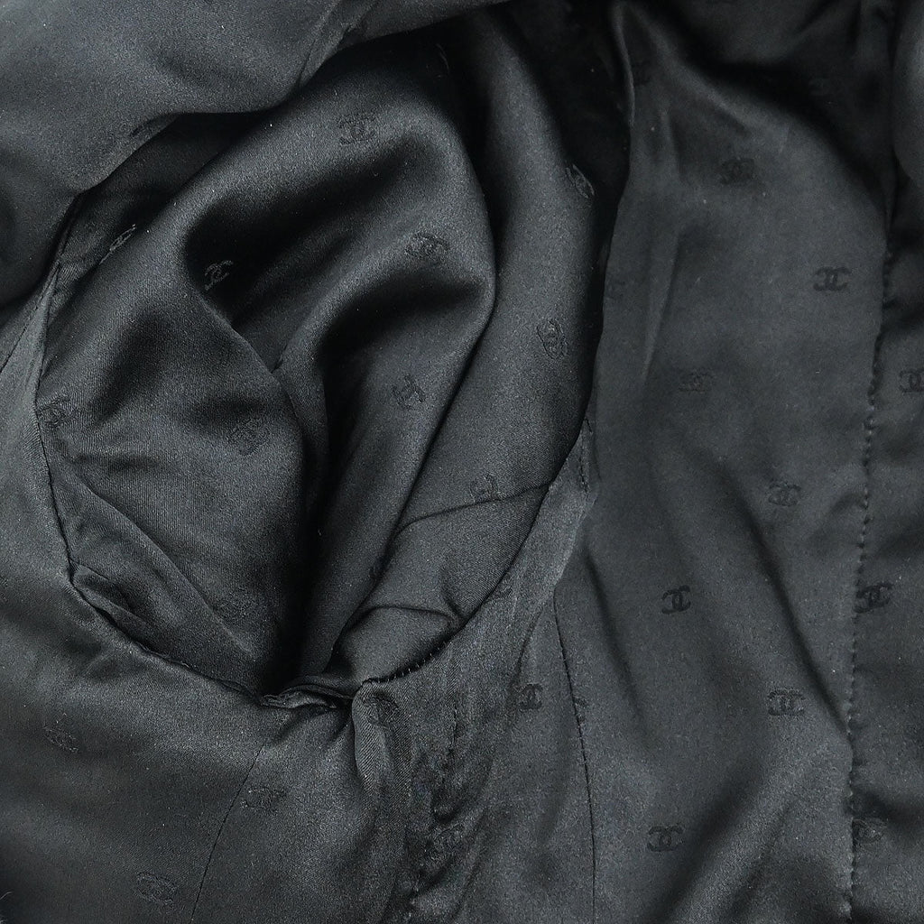 Chanel 1994 Collarless Single Breasted Jacket Black #44
