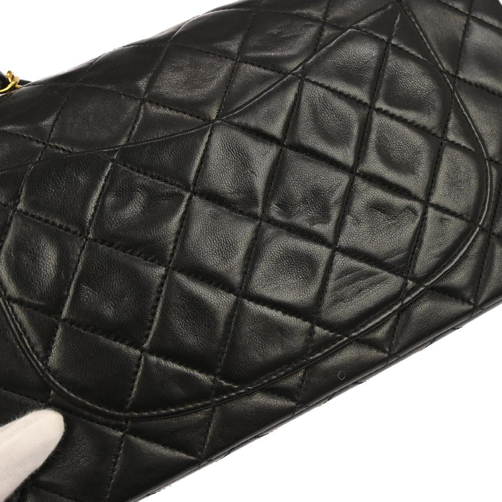 Chanel 1994-1996 Black Lambskin Small Classic Double Flap Shoulder Bag