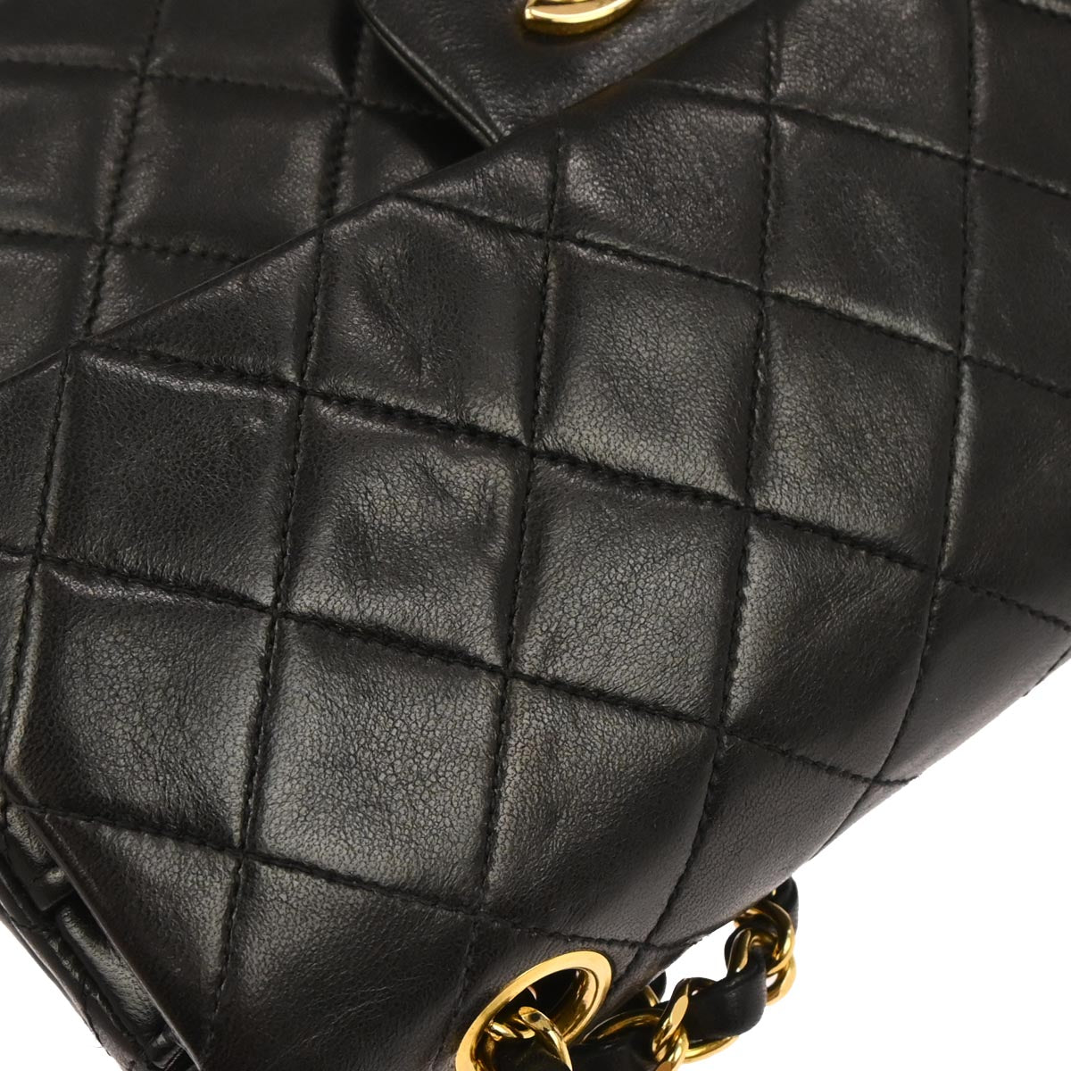 Chanel 1994-1996 Black Lambskin Small Classic Double Flap Shoulder Bag