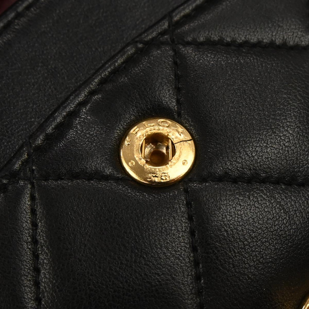 Chanel 1994-1996 Black Lambskin Small Classic Double Flap Shoulder Bag