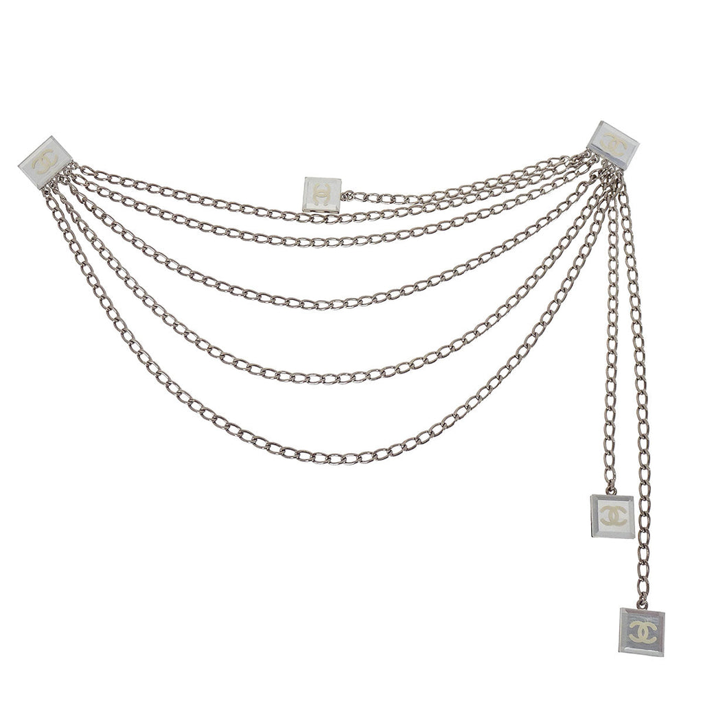 Chanel Silver Chain Charm Clip Brooch 03C