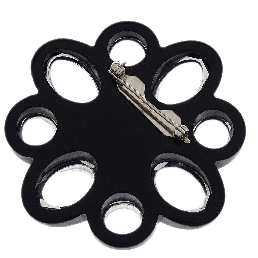 Chanel CC Brooch Pin Rhinestone Black 16P