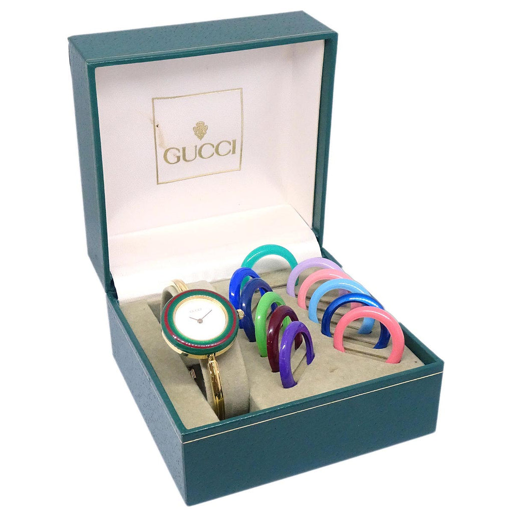 Gucci 11/12.2 Change Bezel Chameleon Quartz Watch SS #S