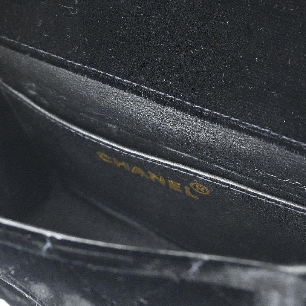 Chanel Black Velvet Classic Single Flap 2 in 1 Handbag Set