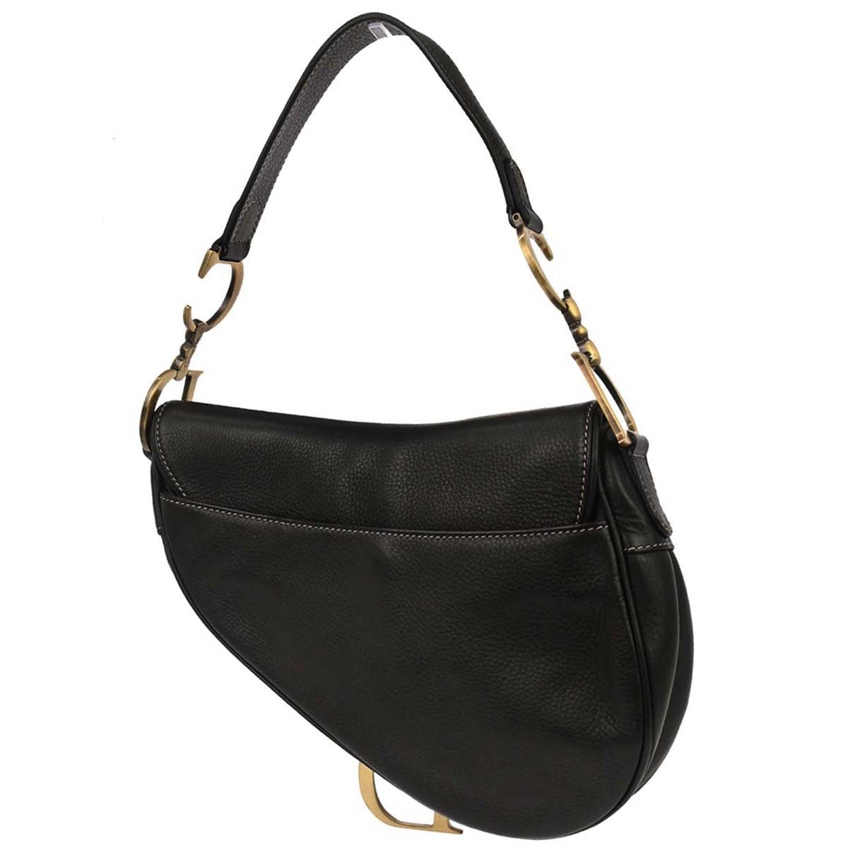 Christian Dior Black Leather Saddle Handbag