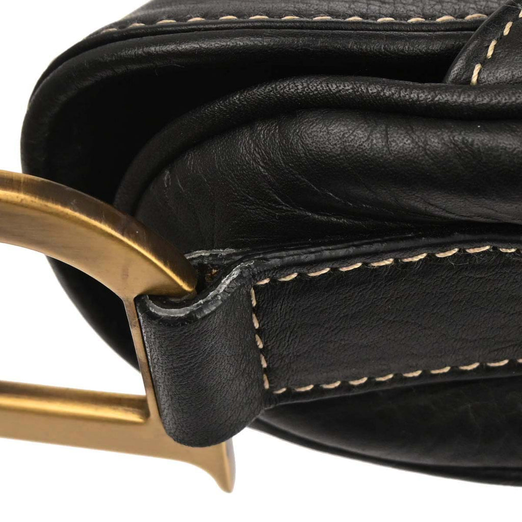 Christian Dior Black Leather Saddle Handbag