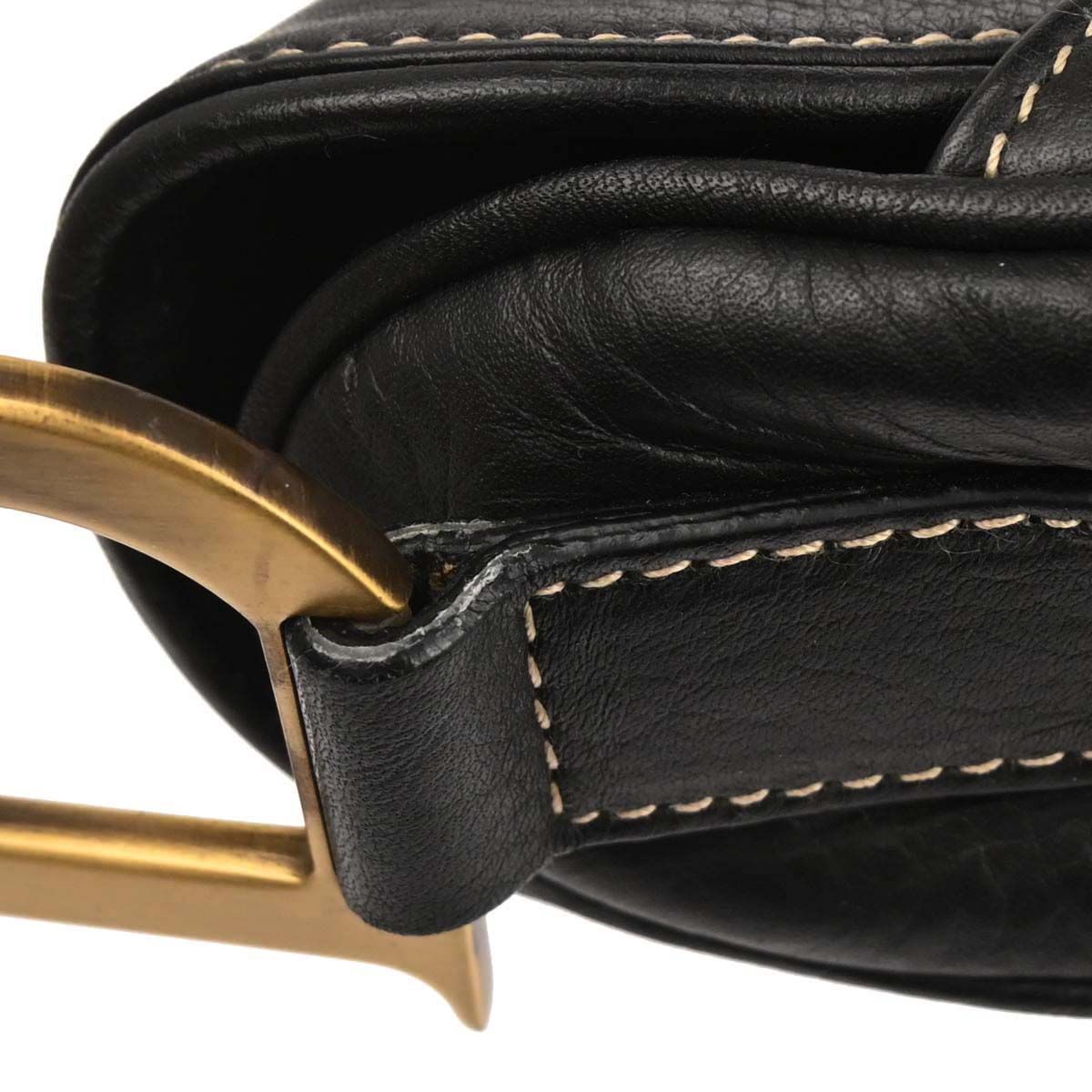 Christian Dior Black Leather Saddle Handbag