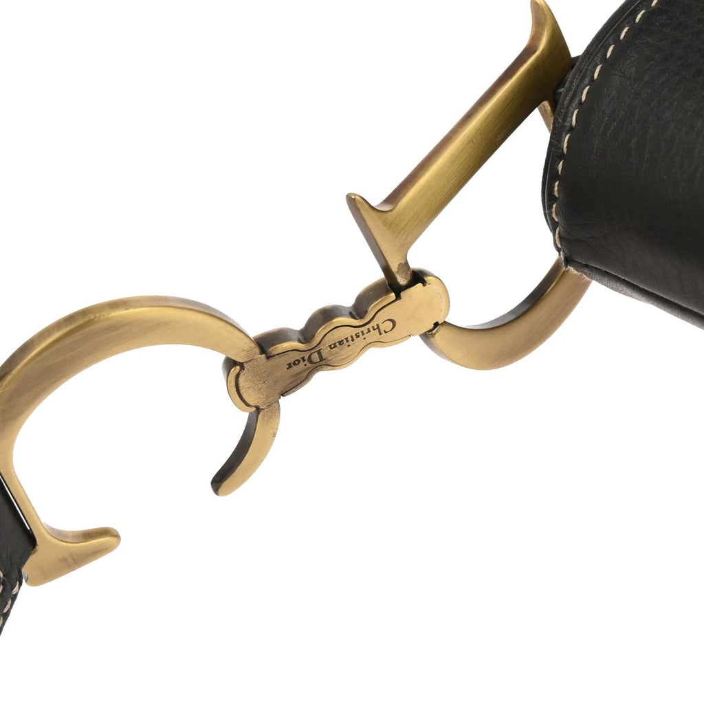 Christian Dior Black Leather Saddle Handbag