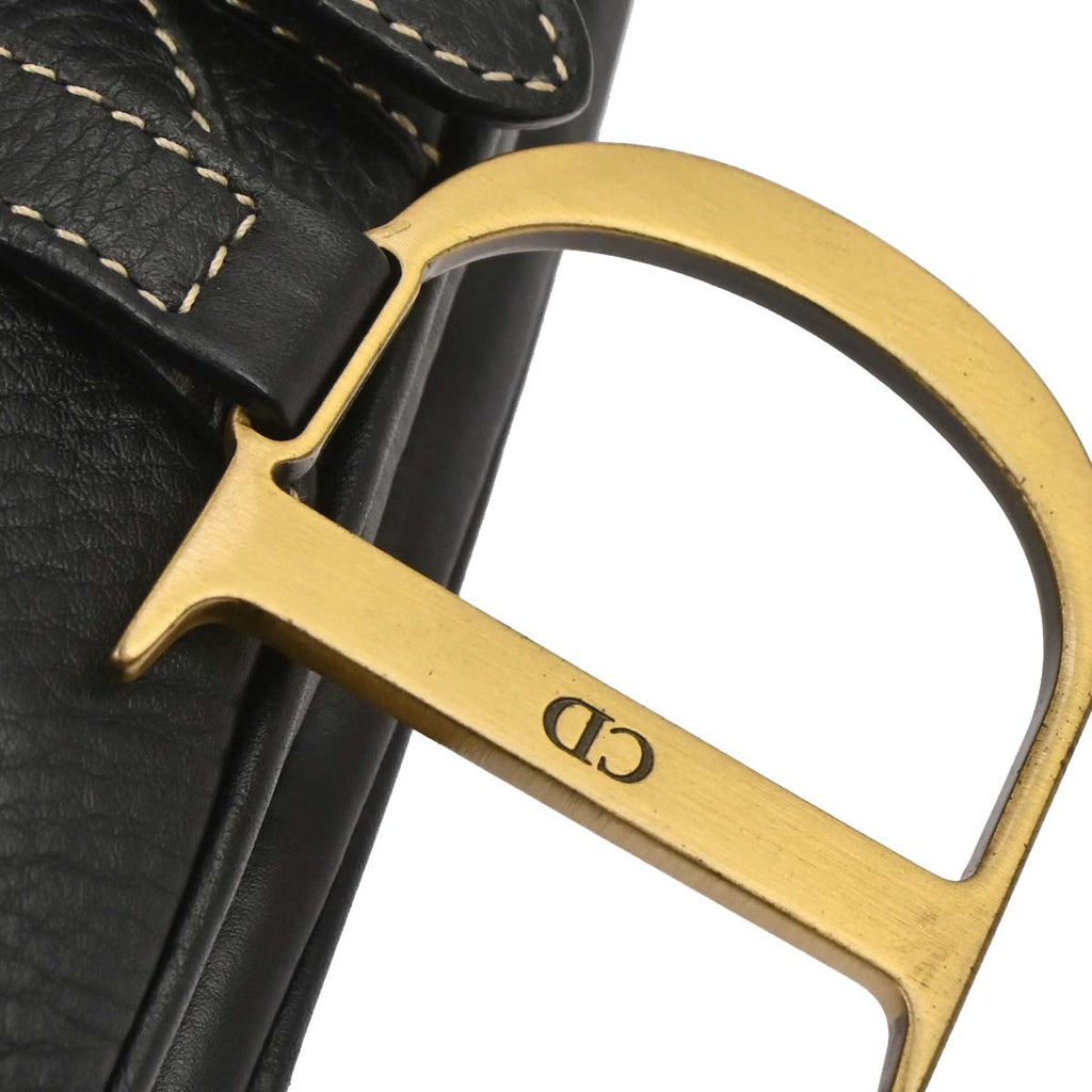 Christian Dior Black Leather Saddle Handbag
