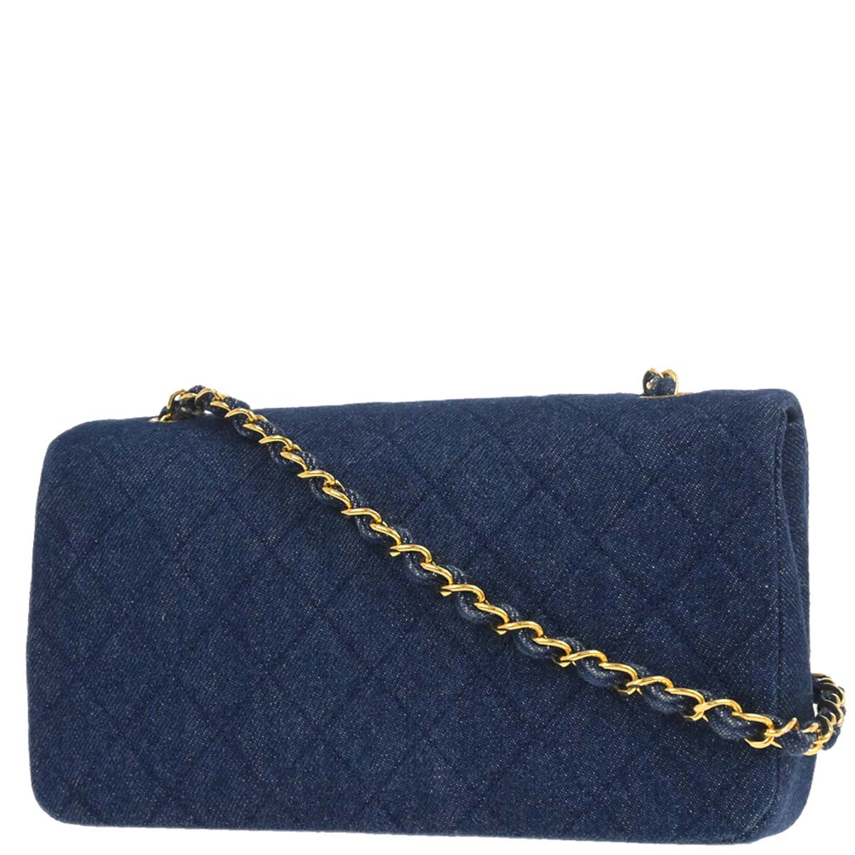 Chanel 1994-1996 Indigo Denim Turnlock Small Full Flap Shoulder Bag
