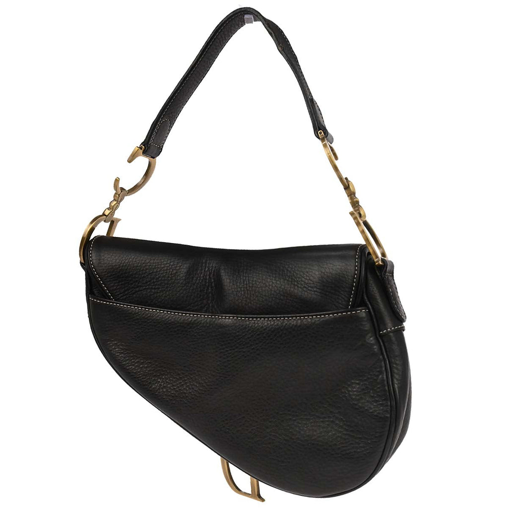 Christian Dior Black Leather Saddle Handbag