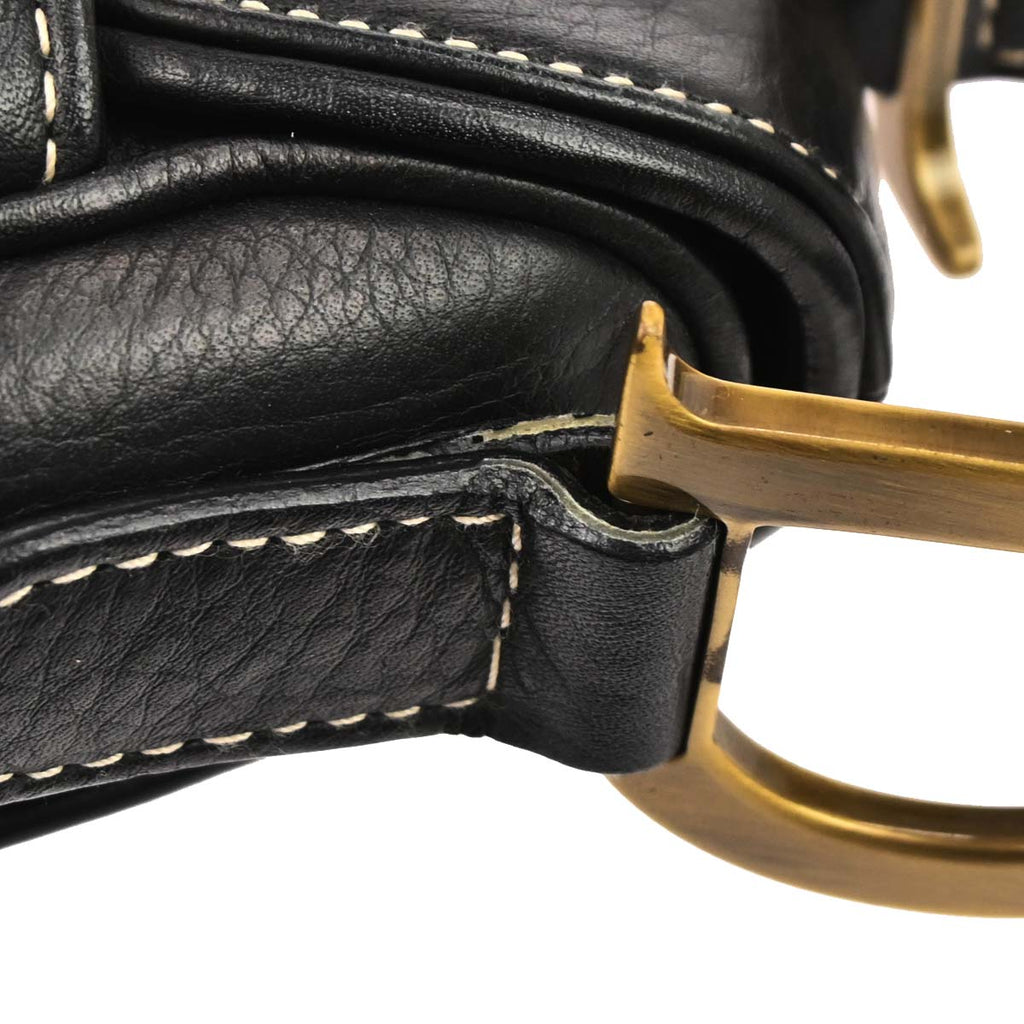 Christian Dior Black Leather Saddle Handbag