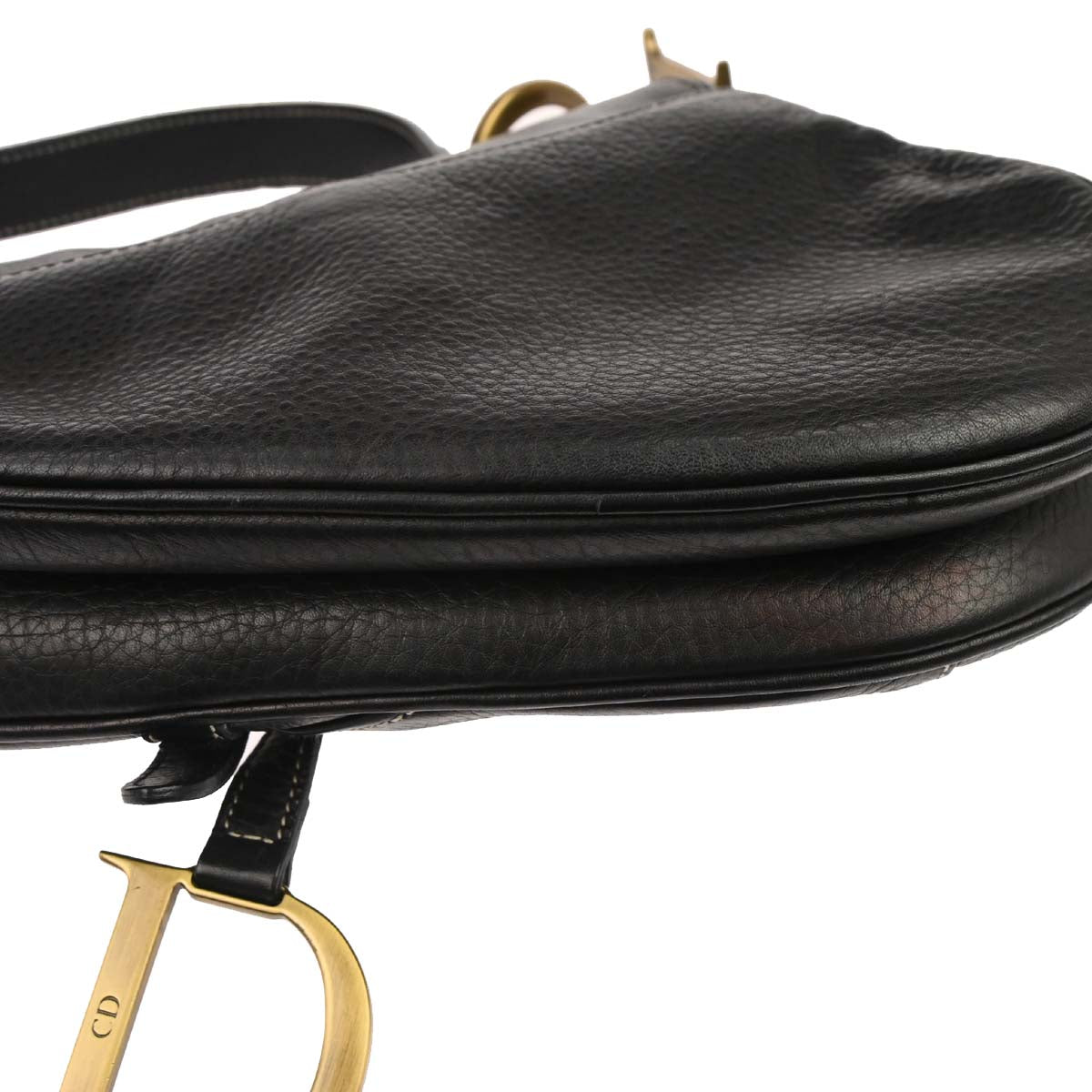 Christian Dior Black Leather Saddle Handbag