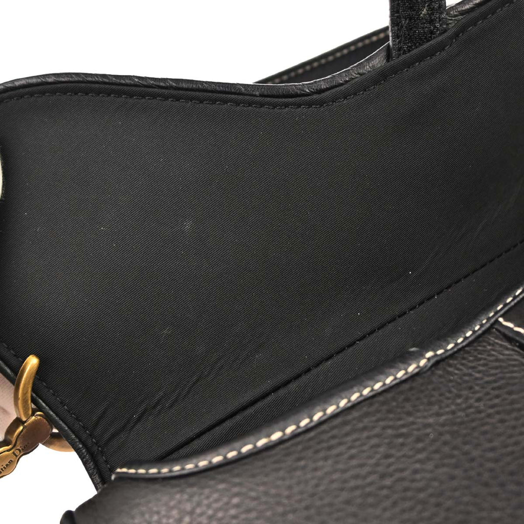 Christian Dior Black Leather Saddle Handbag
