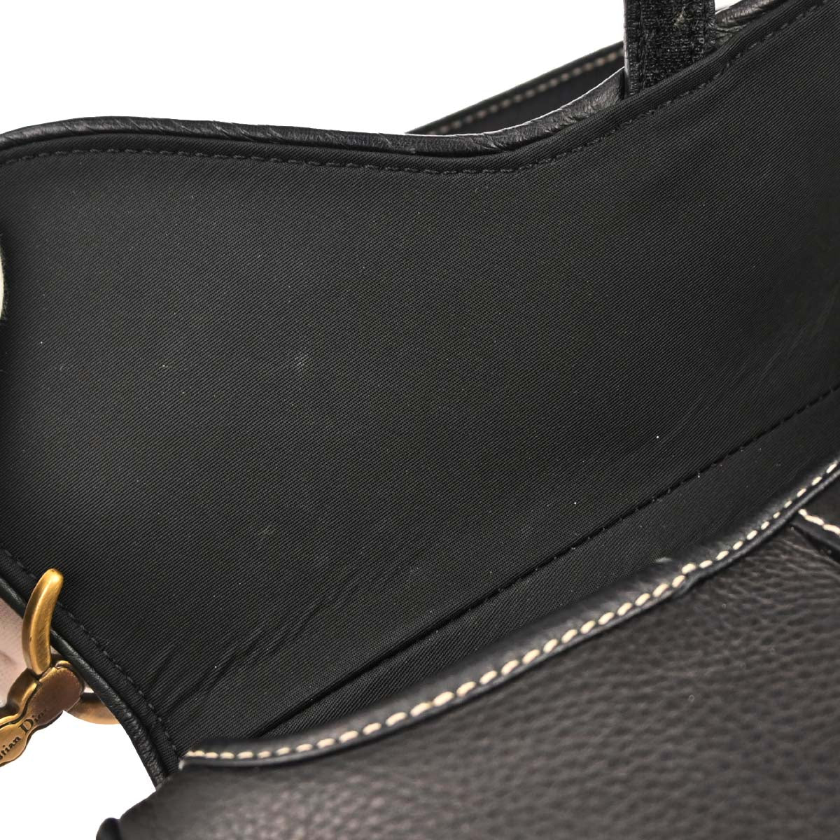 Christian Dior Black Leather Saddle Handbag