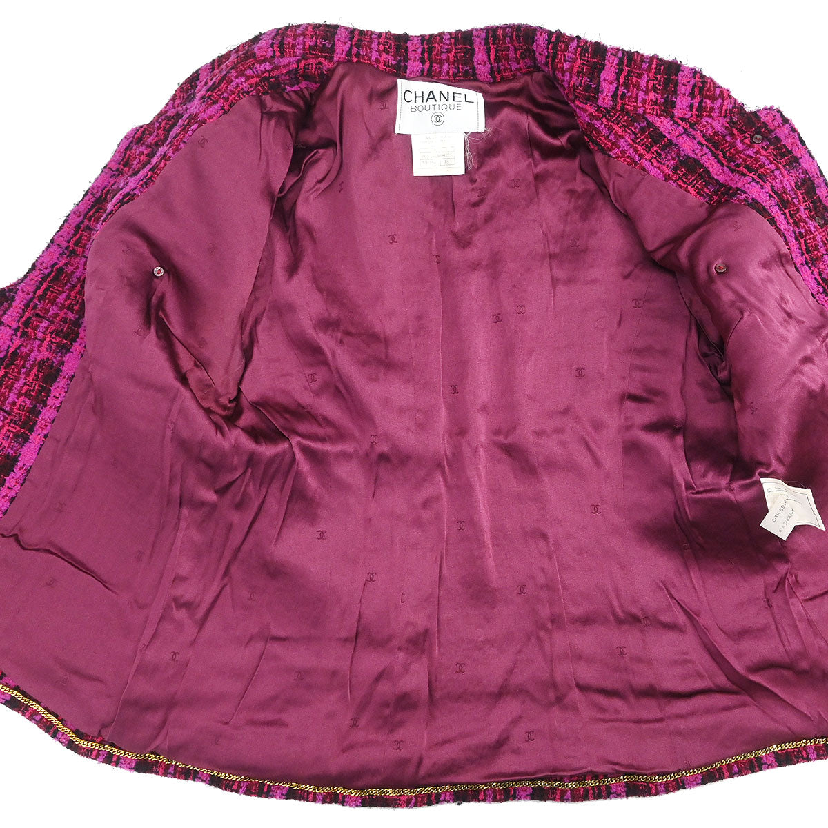 Chanel 1995 Single Breasted Tweed Jacket Pink #38