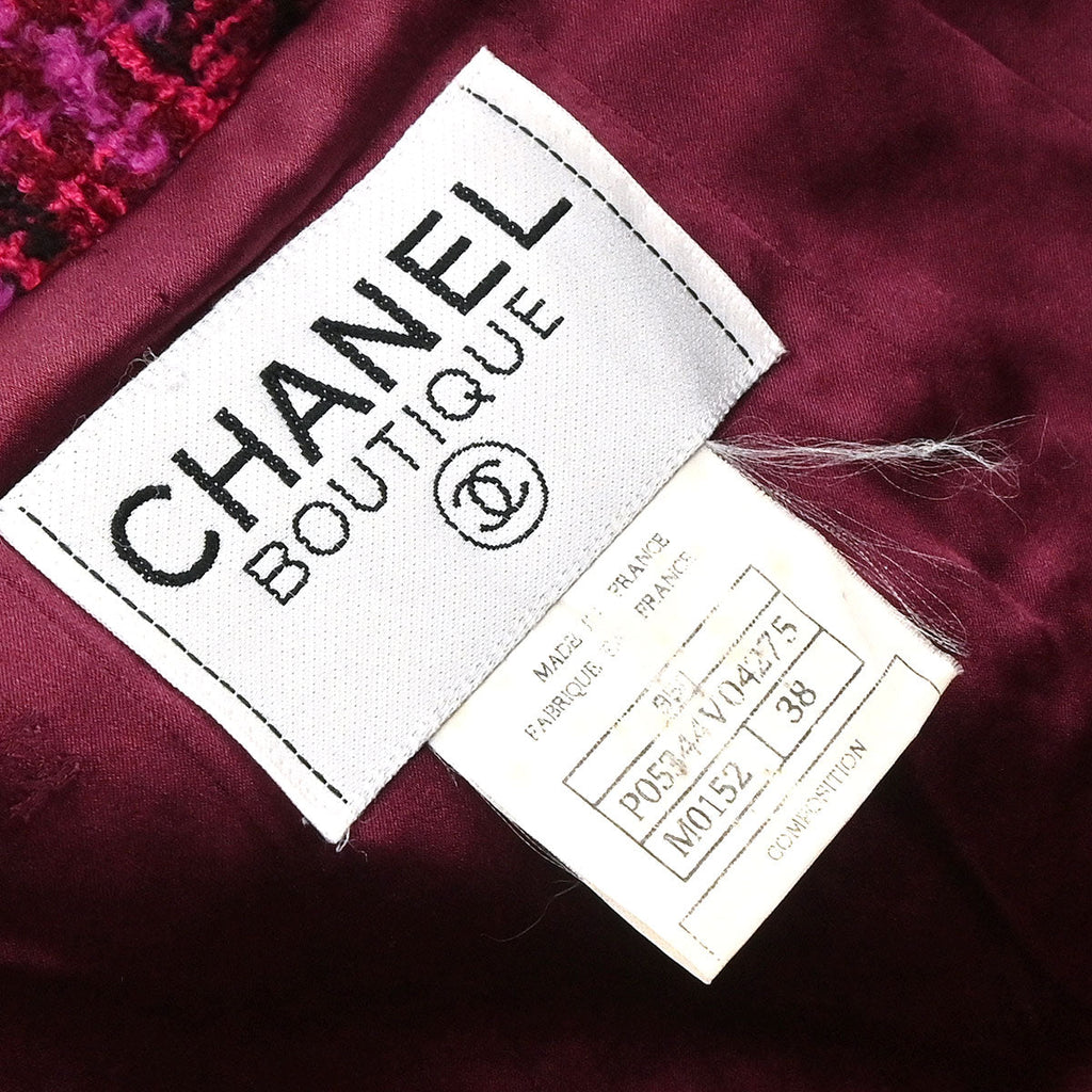 Chanel 1995 Single Breasted Tweed Jacket Pink #38