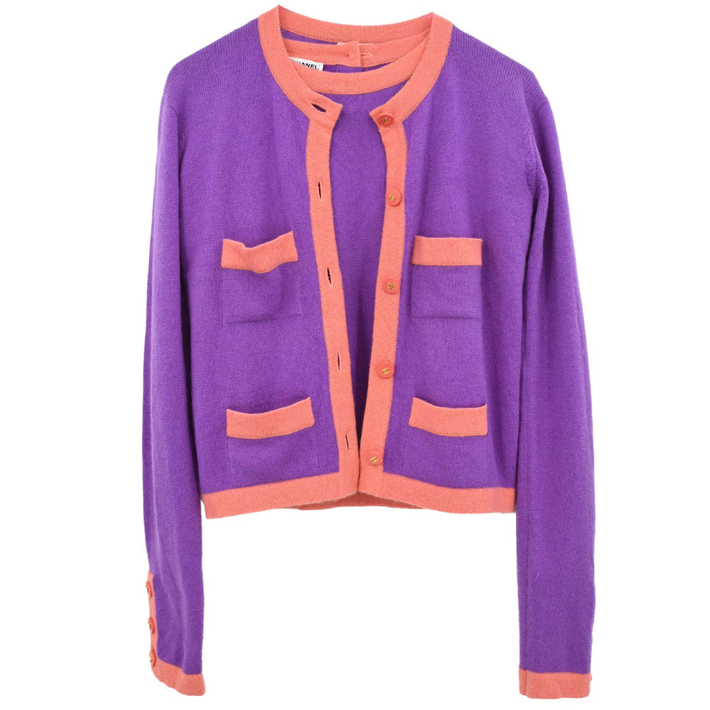 Chanel 1995 Set Cardigan Short Sleeve Top Purple #38